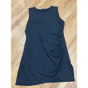Nine West Black Side‎ Ruched High Neck Tank Above Knee Mini Dress women's XL